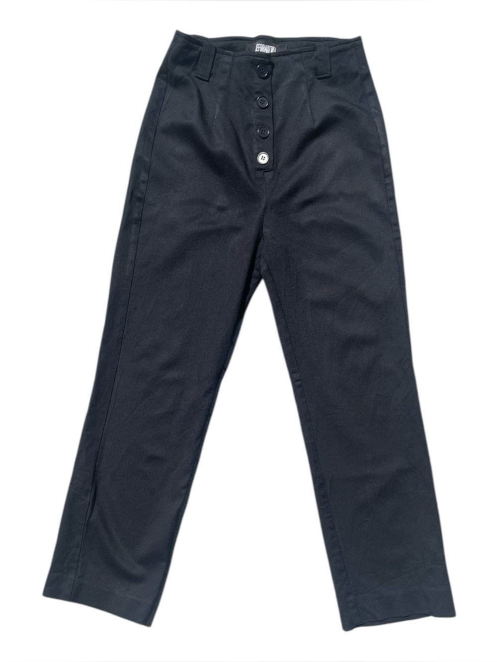 Reformation Black Button-Front High Waisted Trousers